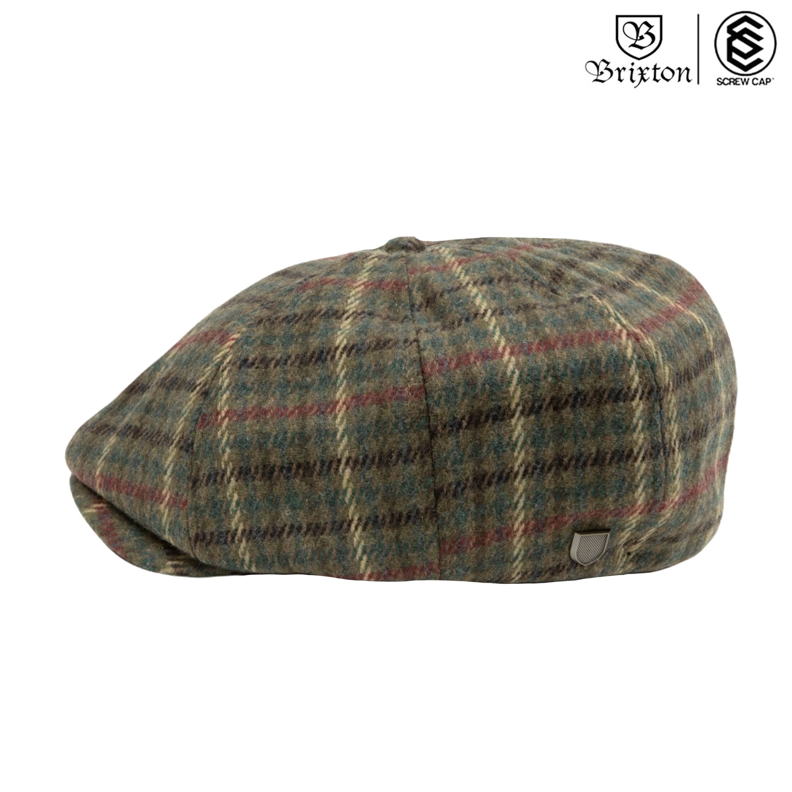 BRIXTON 報童帽 BROOD SNAP FLAT CAP OLIVE/MOSS 格紋報童帽 ⫷ScrewCap⫸ | SCREWCAP帽子專賣店