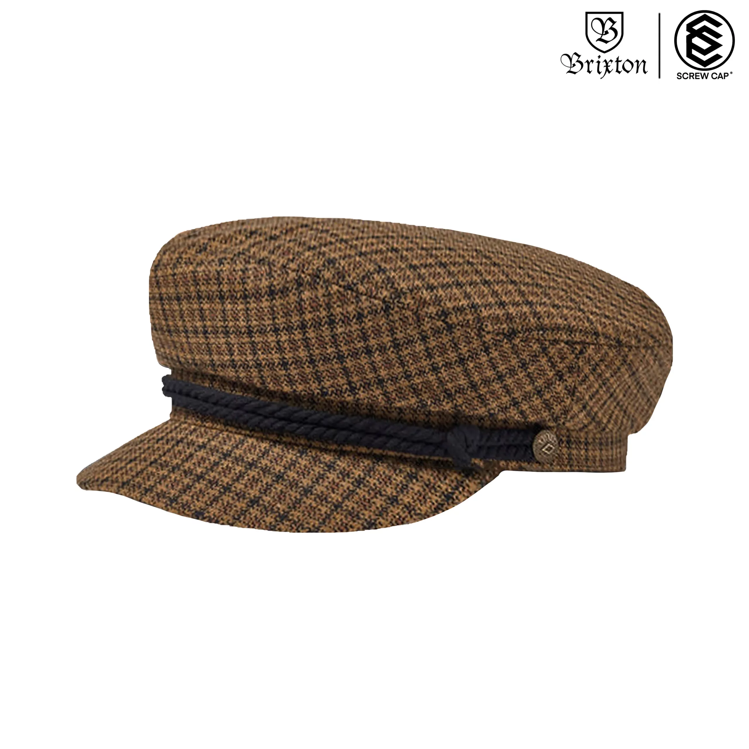 BRIXTON CAP FIDDLER 千鳥格 CARAMEL / BLACK 海軍帽 鴨舌帽 ⫷ScrewCap⫸ | SCREWCAP帽子專賣店